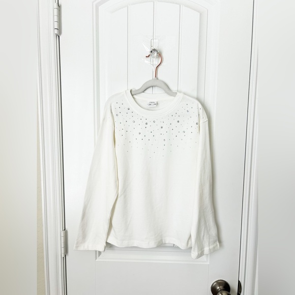 Zara Other - Zara Girls Rhinestone Embellished White Long Sleeve Top Size 8-9